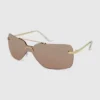 Women's Rimless Metal Aviator Wrap Sunglasses - Wild Fable™ Gold
