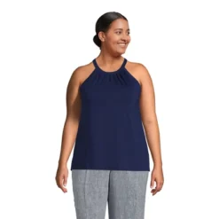 Lands' End Women's Light Weight Jersey Halter Neck Tank Top -Women Fashion GUEST 0b20426f bd45 4aba a7cf ca9863a15aeb