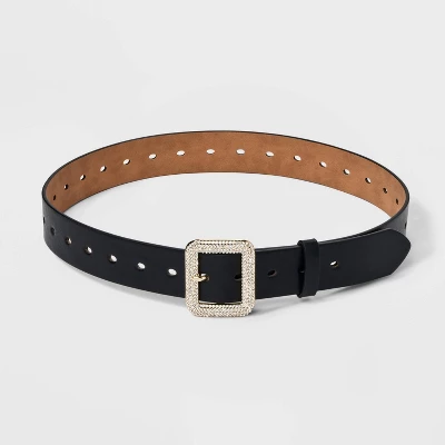 Women's Square Buckle Belt - A New Day™ Black 3 Women's Square Buckle Belt - A New Day™ Black
