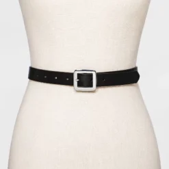 Women's Chunky Center Bar Belt - A New Day™ Black