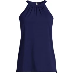 Lands' End Women's Light Weight Jersey Halter Neck Tank Top