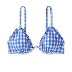 Women's Ruffle Trim Textured Underwire Bikini Top - Wild Fable™ Cobalt Blue Gingham Print -Women Fashion GUEST 16a32617 90a3 4af8 907e 24bf39a9c34c