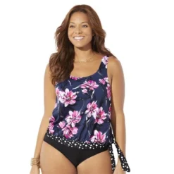 Swimsuits For All Women’s Plus Size Side Tie Blouson Tankini Top -Women Fashion GUEST 1ceb46bd 5399 4e03 9cfd 5588ce00167f