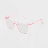 Women's Shiny Plastic Square Blue Light Filtering Reading Glasses - Universal Thread™ Light Pink
