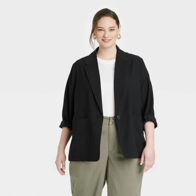 Women's Relaxed Fit Essential Blazer - A New Day™ Black 6 Women's Relaxed Fit Essential Blazer - A New Day™ Black - Image 4