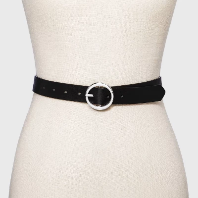 Women's Oval Tapered Center Bar Reversible Belt - A New Day™ Black/Gray 4 Women's Oval Tapered Center Bar Reversible Belt - A New Day™ Black/Gray - Image 2