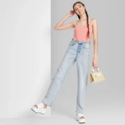 Women's Super-High Rise Distressed Straight Jeans - Wild Fable™ Light Wash -Women Fashion GUEST 2f8acc41 cf25 4c1b 8ab8 a964a3634ed3