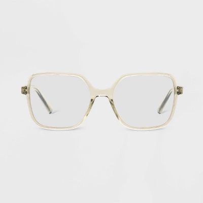 Women's Shiny Plastic Square Blue Light Filtering Reading Glasses - Universal Thread™ Green 4 Women's Shiny Plastic Square Blue Light Filtering Reading Glasses - Universal Thread™ Green - Image 2