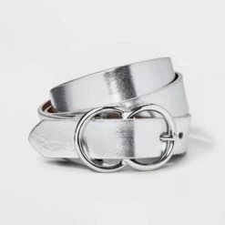 Women's Metallic Double Buckle Belt - A New Day™ Silver -Women Fashion GUEST 2ff51722 dbbe 463f 8c10 a768a6e67476