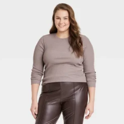 Women's Long Sleeve Slim Fit Crewneck T-Shirt - A New Day™ -Women Fashion GUEST 362d8c8c d137 458a 9b62 e01367367257