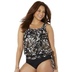 Swimsuits For All Women’s Plus Size Side Tie Blouson Tankini Top -Women Fashion GUEST 374328fa 8cbf 44fc 9527 564f8445c3ec