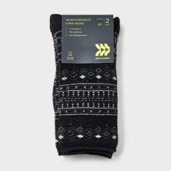 Women's 2pk Heavyweight Cushioned Fair Isle Crew Socks - All In Motion™ 4-10