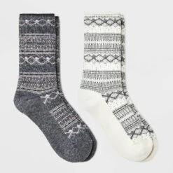 Women's 2pk Heavyweight Cushioned Fair Isle Crew Socks - All In Motion™ 4-10 -Women Fashion GUEST 427fbbd0 f12b 4ecb 8aa3 499fac3cbd18