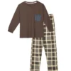Cheibear Sleepwear Long Sleeve With Pants Brown Plaid Family Pajama Sets -Women Fashion GUEST 454ef3dd 6392 45ea b6d8 da18f42a1e71