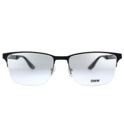 BMW BW 5001-H 08A Unisex Rectangle Eyeglasses Shiny Gunmetal 55mm