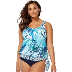Swimsuits For All Women’s Plus Size Side Tie Blouson Tankini Top -Women Fashion GUEST 629f9ddb 60f2 4982 9a08 8dae112d3736