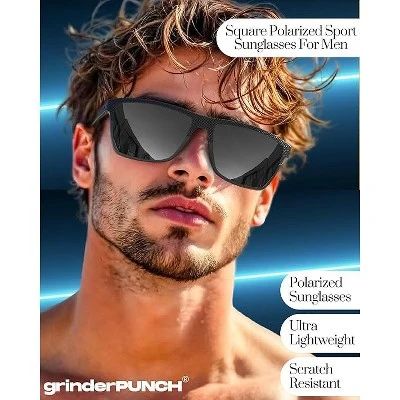 GrinderPUNCH Polarized Sunglasses For Men Lightweight TR90 Frame UV400 Protection Square Sun Glasses For Driving Fishing Golf - 2 Pack 4 GrinderPUNCH Polarized Sunglasses For Men Lightweight TR90 Frame UV400 Protection Square Sun Glasses For Driving Fishing Golf - 2 Pack - Image 2