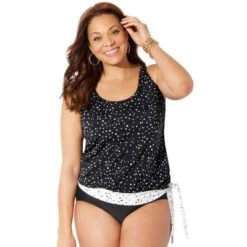 Swimsuits For All Women’s Plus Size Side Tie Blouson Tankini Top -Women Fashion GUEST 65aa9b7d 6077 4ab3 a80e 5659fe08a1c6