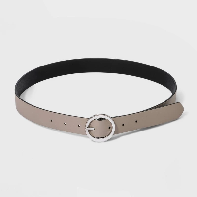Women's Oval Tapered Center Bar Reversible Belt - A New Day™ Black/Gray 3 Women's Oval Tapered Center Bar Reversible Belt - A New Day™ Black/Gray