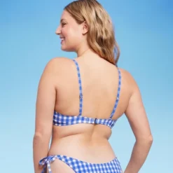 Women's Ruffle Trim Textured Underwire Bikini Top - Wild Fable™ Cobalt Blue Gingham Print -Women Fashion GUEST 6b014206 7d5a 41d3 aaa7 2d5c283084ba
