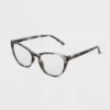 Women's Tortoise Print Gloss Plastic Cateye Blue Light Filtering Glasses - Universal Thread™ Brown