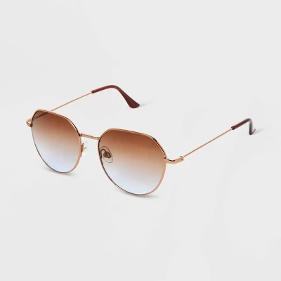 Women's Shiny Metal Round Sunglasses With Gradient Lenses - Universal Thread™ Brown 3 Women's Shiny Metal Round Sunglasses With Gradient Lenses - Universal Thread™ Brown