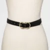 Women's Double Buckle Belt - A New Day™ Black