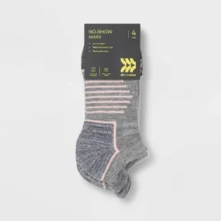 Women's Active Accents Cushioned 4pk No Show Tab Athletic Socks - All In Motion™ 4-10