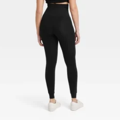 Women's High Waisted Seamless Faux Fur Lined Leggings - A New Day™ Black