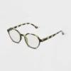 Women's Tortoise Print Shiny Plastic Round Blue Light Filtering Glasses - Universal Thread™ Green