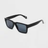 Women's Shiny Plastic Rectangle Sunglasses - Universal Thread™ Black