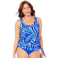 Swimsuits For All Women’s Plus Size Side Tie Blouson Tankini Top -Women Fashion GUEST 9e5960a2 f9cc 466b b1b8 5449e48f7c02