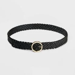 Women's Oval Center Bar Buckle Belt - A New Day™ Black