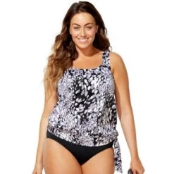 Swimsuits For All Women’s Plus Size Side Tie Blouson Tankini Top -Women Fashion GUEST ae8c6895 c180 436f 8176 e060966eb7fc