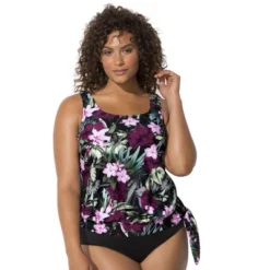 Swimsuits For All Women’s Plus Size Side Tie Blouson Tankini Top -Women Fashion GUEST b3ceac9b ed33 4013 9408 e138793841cb