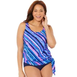 Swimsuits For All Women’s Plus Size Side Tie Blouson Tankini Top -Women Fashion GUEST c7a4485d 308a 46e9 84aa cdc330d7e07b