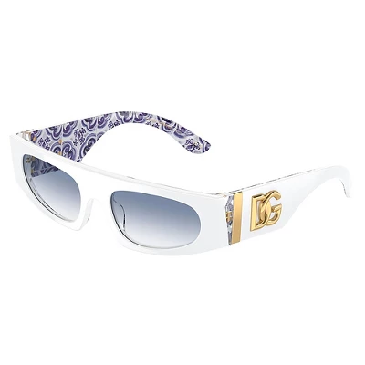 Dolce & Gabbana DG 4411 337119 Womens Rectangle Sunglasses White On Blue Maiolica 54mm 3 Dolce & Gabbana DG 4411 337119 Womens Rectangle Sunglasses White On Blue Maiolica 54mm