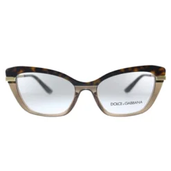 Dolce & Gabbana DG 3325 3256 Womens Cat-Eye Eyeglasses Havana On Transparent Brown 52mm
