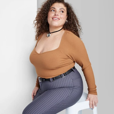 Women's Long Sleeve Sweetheart Neck Seamless Shirt - Wild Fable™ 5 Women's Long Sleeve Sweetheart Neck Seamless Shirt - Wild Fable™ - Image 4