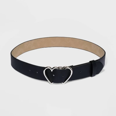 Women's Fable Double Heart Metal Buckle Belt - Wild Fable™ Black 4 Women's Fable Double Heart Metal Buckle Belt - Wild Fable™ Black - Image 2