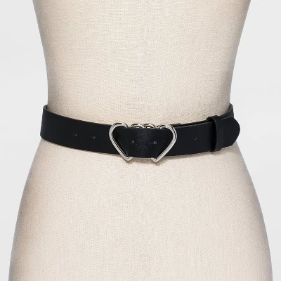 Women's Fable Double Heart Metal Buckle Belt - Wild Fable™ Black 3 Women's Fable Double Heart Metal Buckle Belt - Wild Fable™ Black