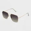 Women's Satin Metal Aviator Sunglasses With Gradient Lenses - Universal Thread™ Metallic Gold