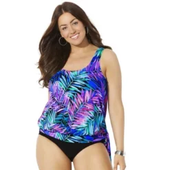 Swimsuits For All Women’s Plus Size Side Tie Blouson Tankini Top -Women Fashion GUEST e1102a16 e743 4f15 8b84 72c30516d89b