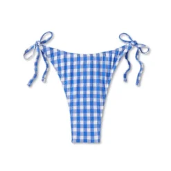Women's Side-Tie Ultra High Leg Super Cheeky Bikini Bottom - Wild Fable™ Cobalt Blue Gingham Print -Women Fashion GUEST e36e10f3 b0b0 426d b3a5 7d62e3ea5608