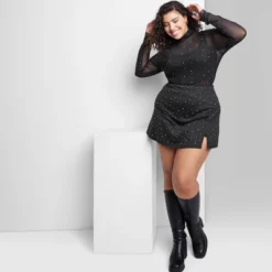 Women's Rhinestone Mesh Mock Turtleneck Top - Wild Fable™ -Women Fashion GUEST f4c60f9d c05b 482a adfc 2e176c1b92d5