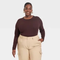 Women's Long Sleeve Slim Fit Crewneck T-Shirt - A New Day™ -Women Fashion GUEST ff9d5f92 85f8 4dc8 bb3e 72d32cdb94fd